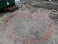 IMG 1498  They clearly marked where they wanted the sand to be delivered. The sand will be used in the concrete when the CBS stem walls are built.