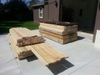 benchwork lumber2  July 3 2015 - My initial order of lumber from Lowes for the model railroad layout benchwork was delivered (onto the driveway).